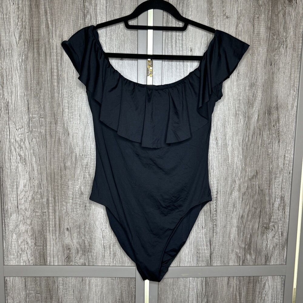 Trina Turk One Piece Swimsuit Off The Shoulders Bikini Beach Resort Black 12